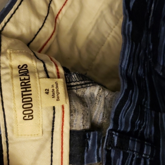 Goodthreads 7" Inseam Flat-Front Stretch Chino Shorts iBlue Camo Stripe Waist 42 - Picture 6 of 8